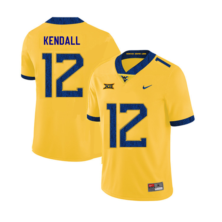 NCAA Men's Austin Kendall West Virginia Mountaineers Yellow #12 Nike Stitched Football College 2019 Authentic Jersey SV23L03KB